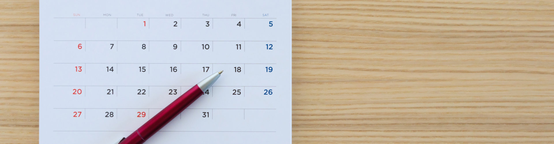 calendar and a pen
