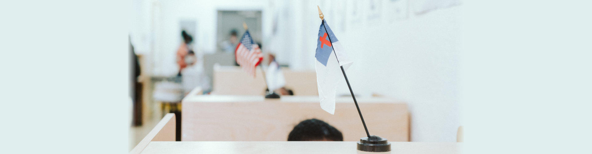 mini flags on the table